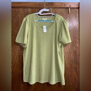 Maurices XXL Pucker Puff Short Sleeve Top Green NWT